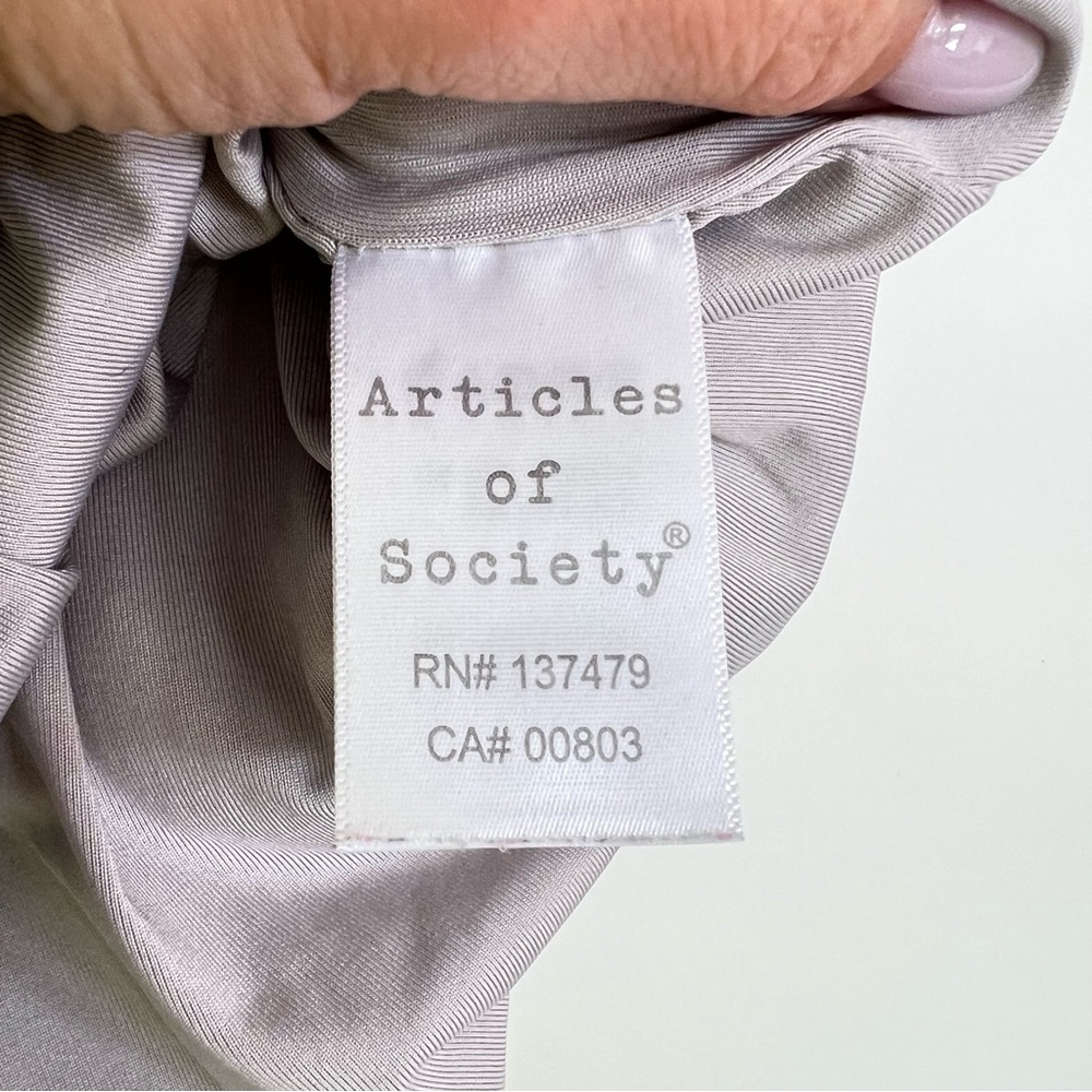ARTICLES OF SOCIETY Ribbed Tank Bodysuit, Grey, S - Picture 9 of 12